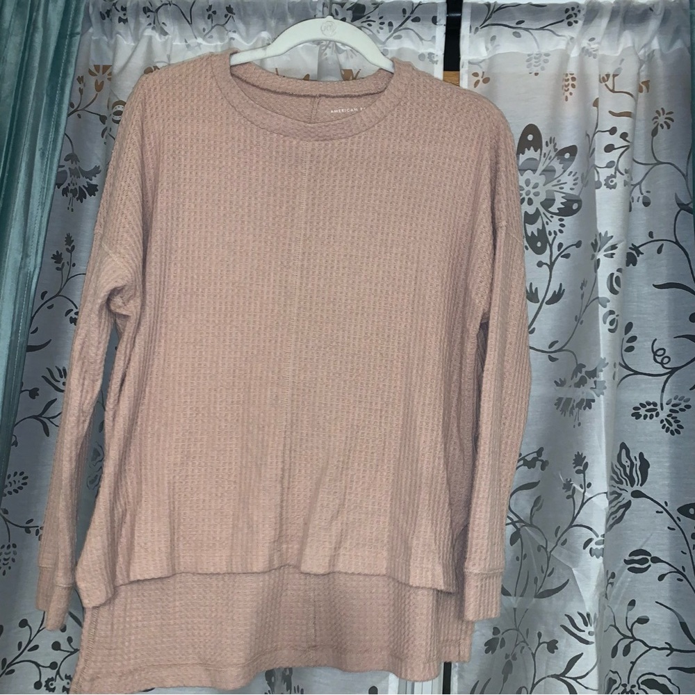 American Eagle MEDIUM waffle long sleeve blush pink